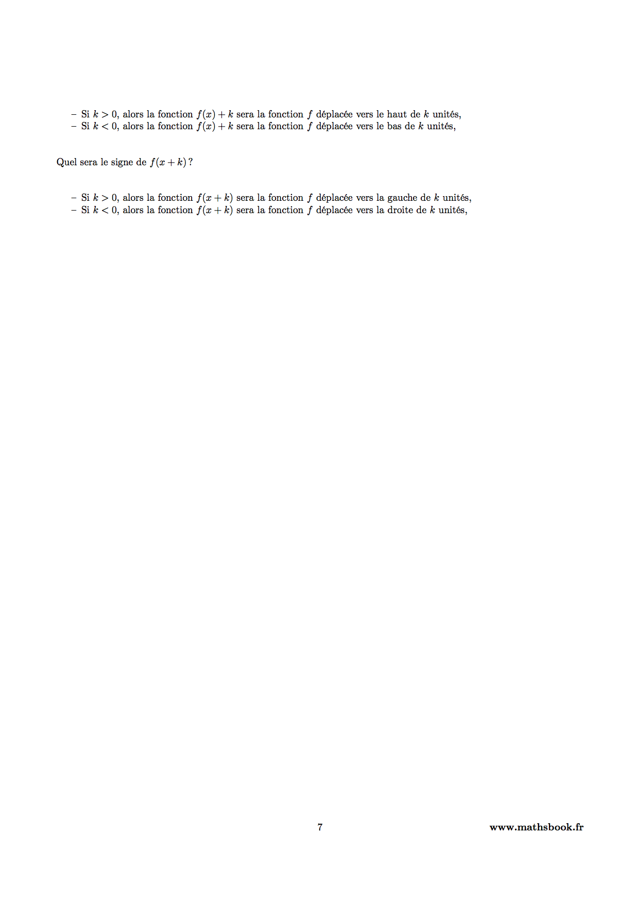 fonctions transformation