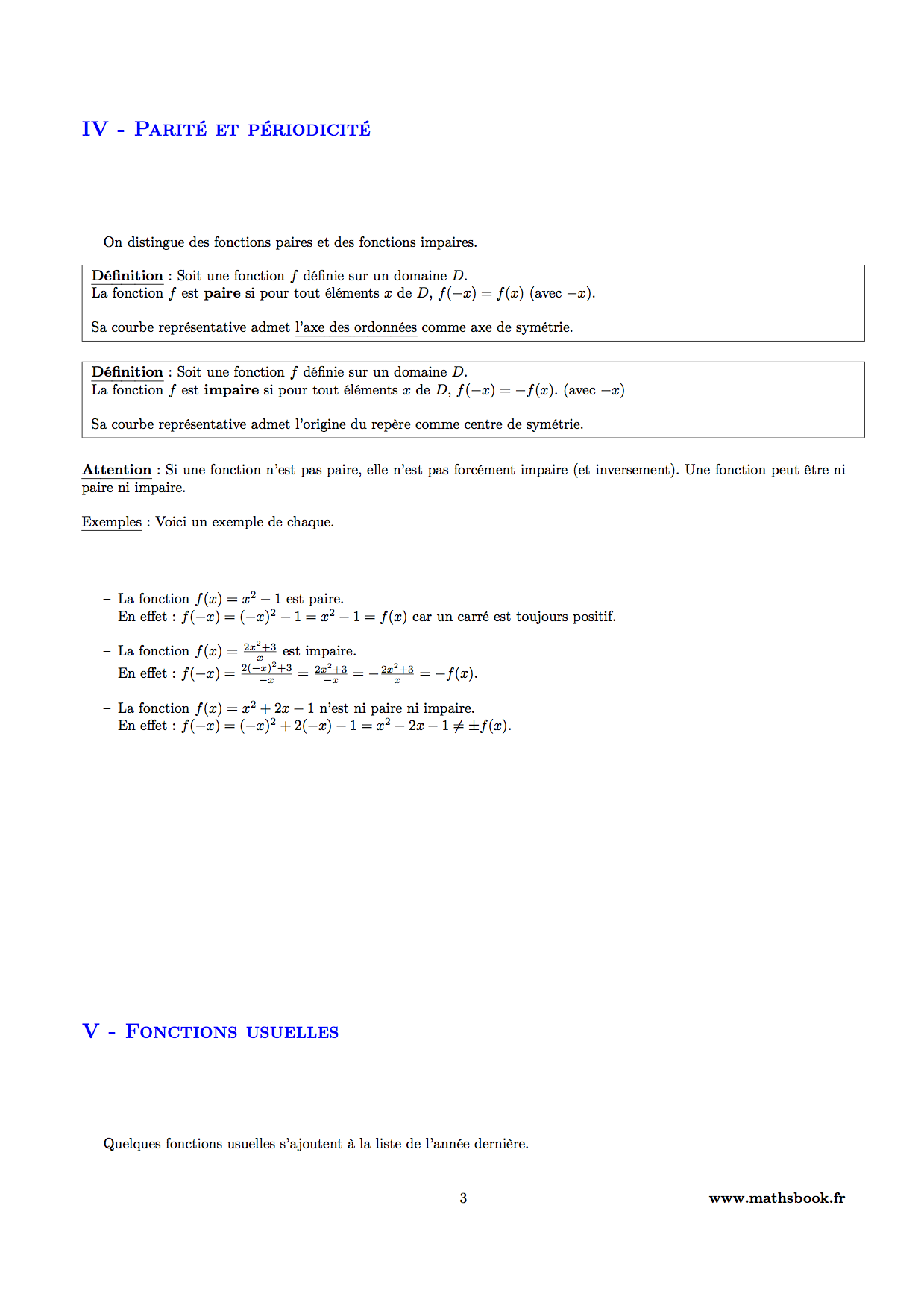 parite et periodicite fonction