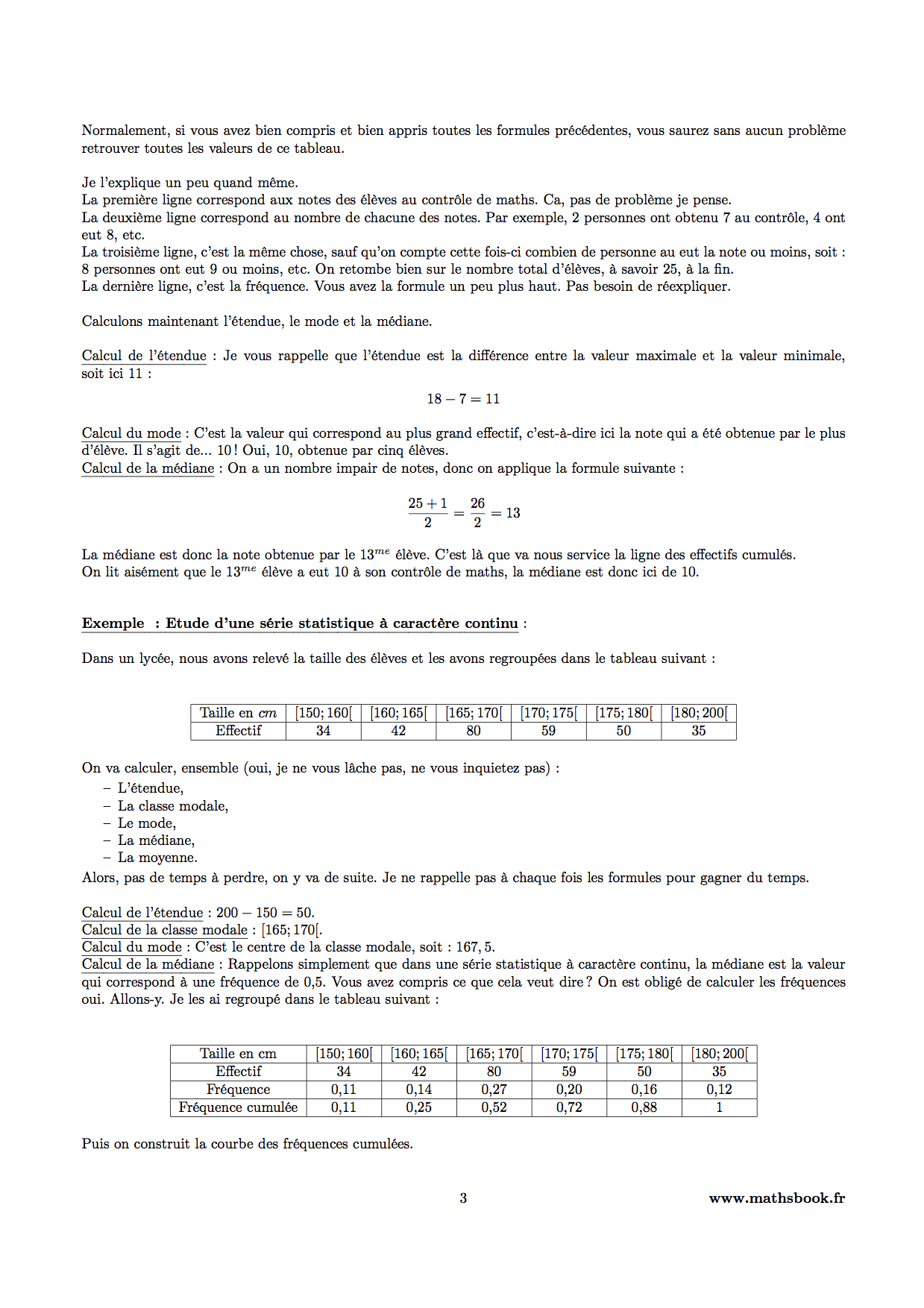 etude serie statistique a caractere continu