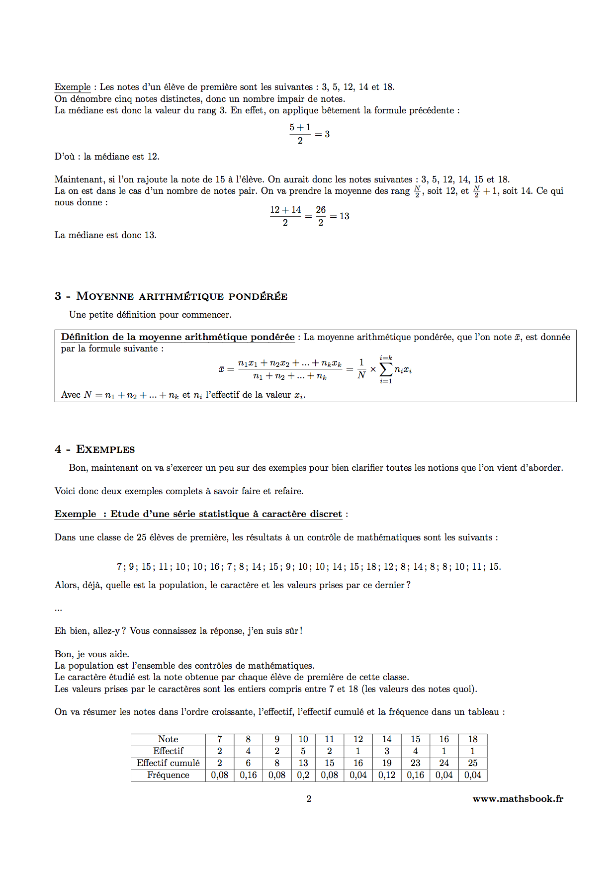 statistiques moyenne exemples