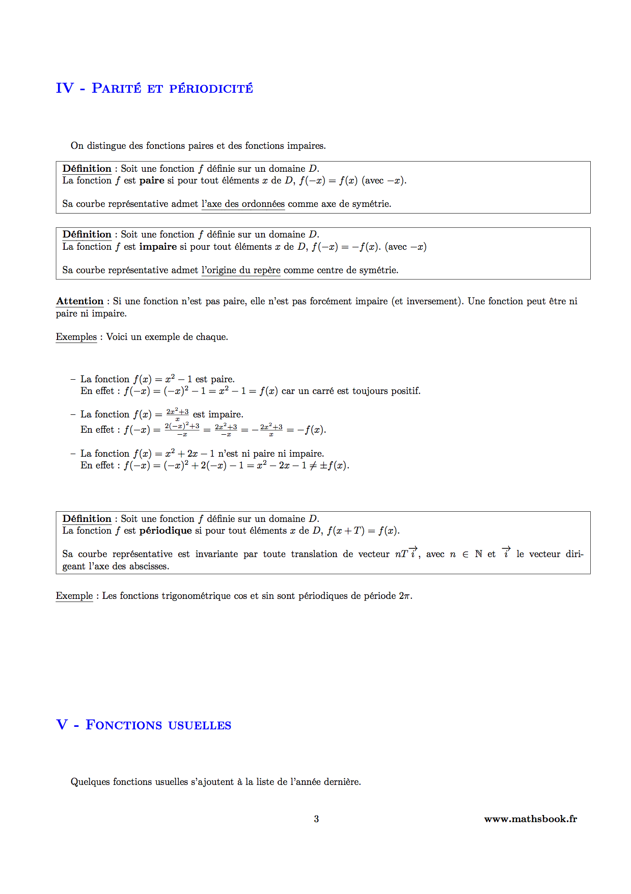 parite et periodicite fonction