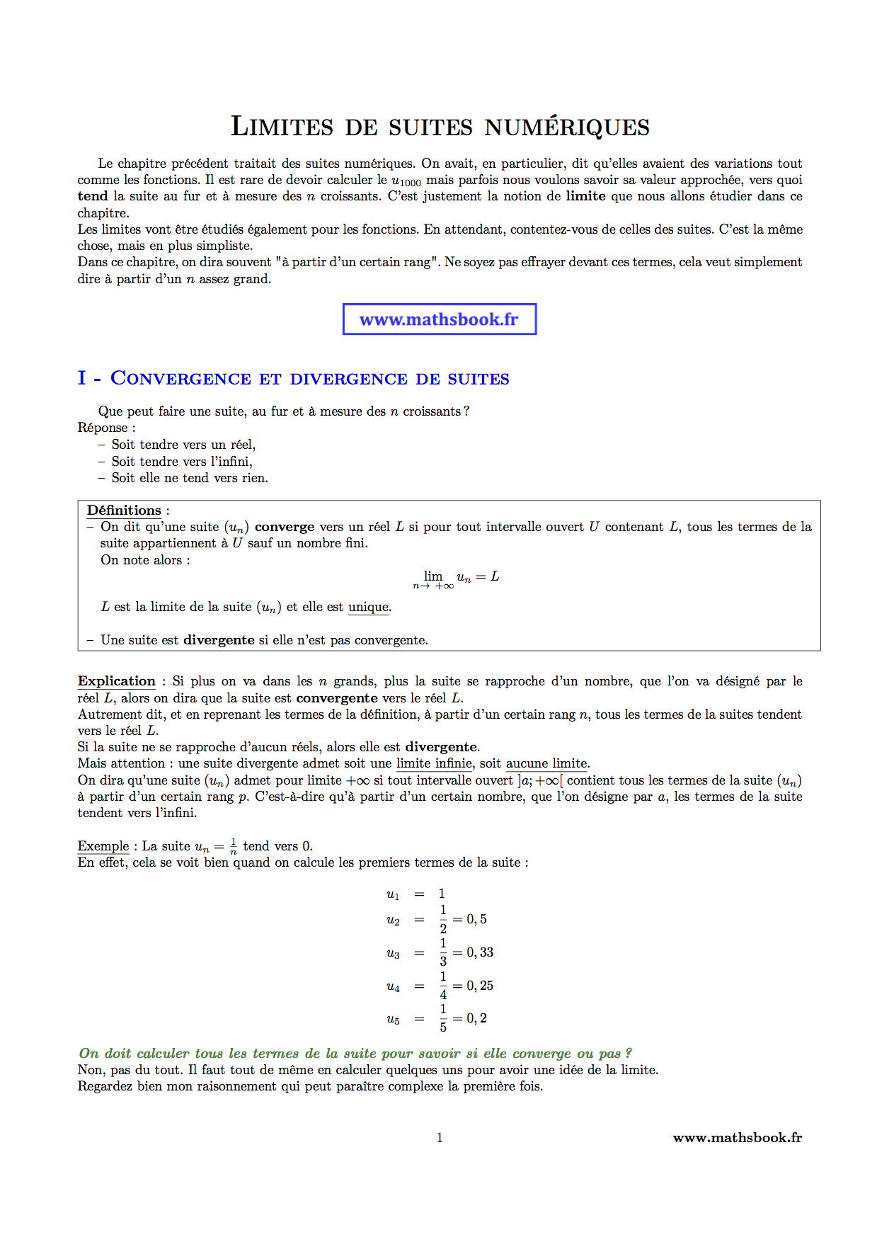 convergence et divergence de suites