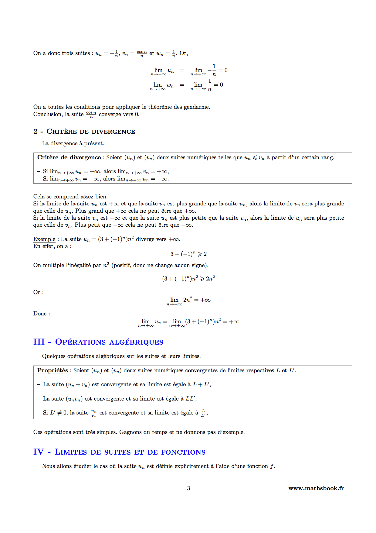 critere de divergence suite