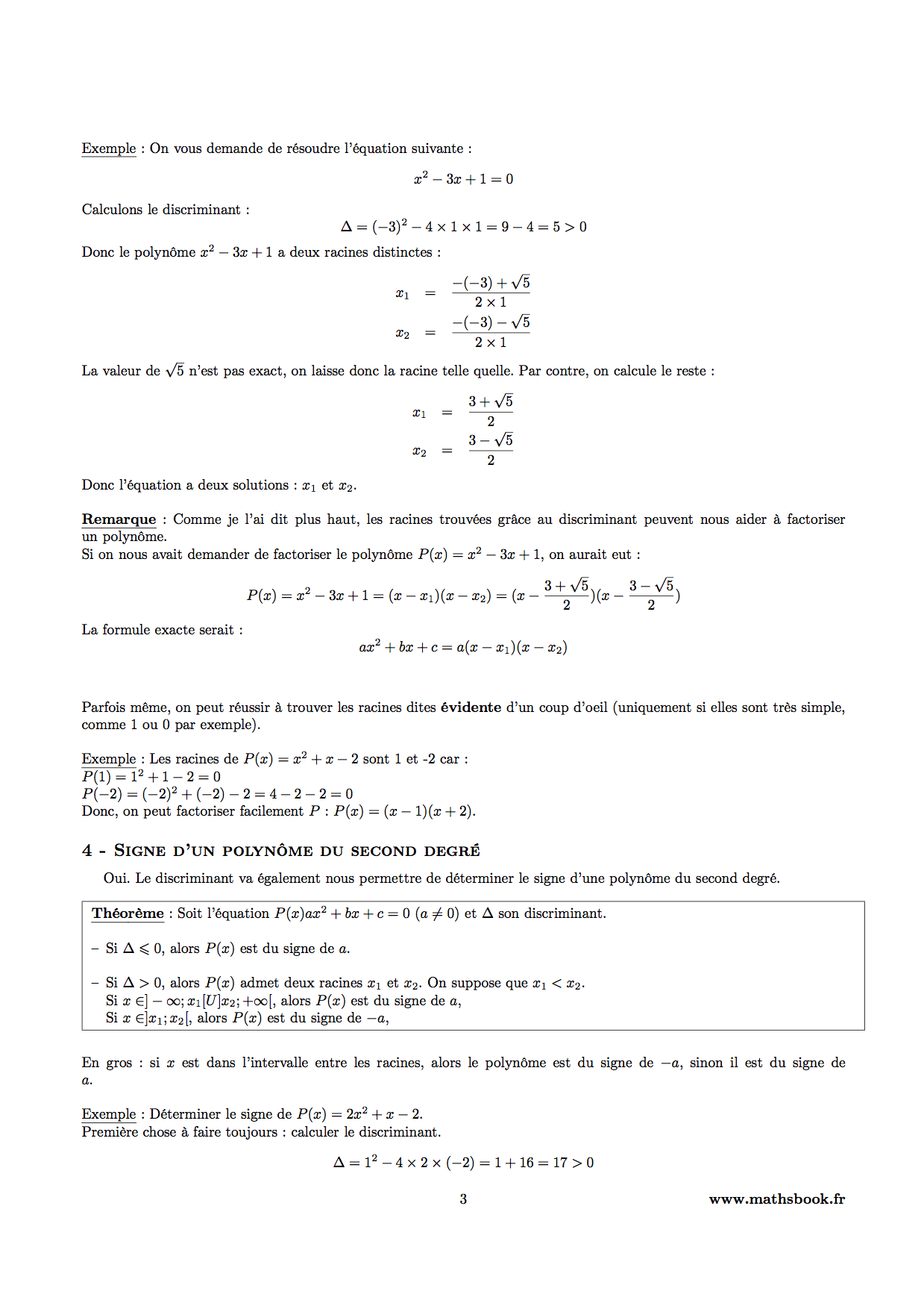 equation du second degre