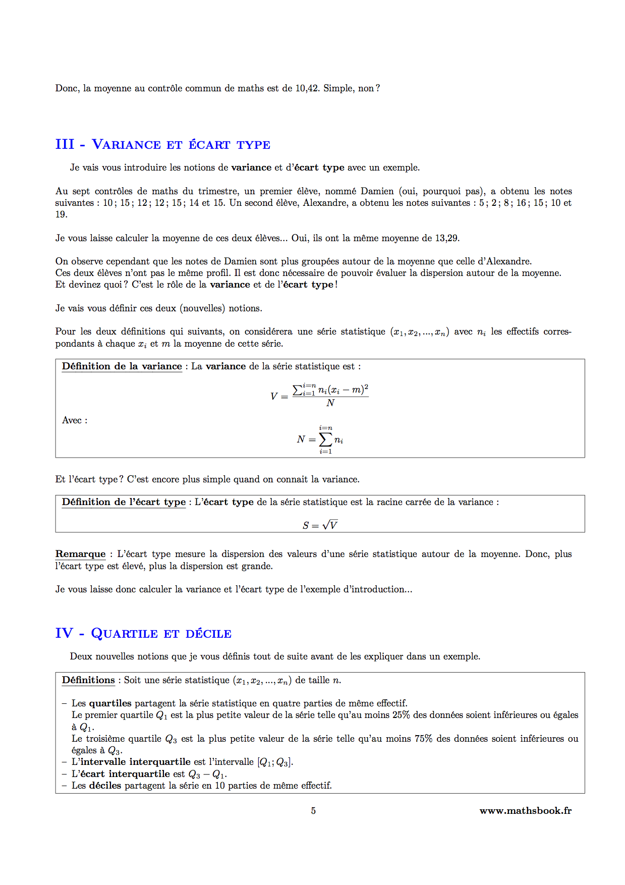 variance et ecart type statistique