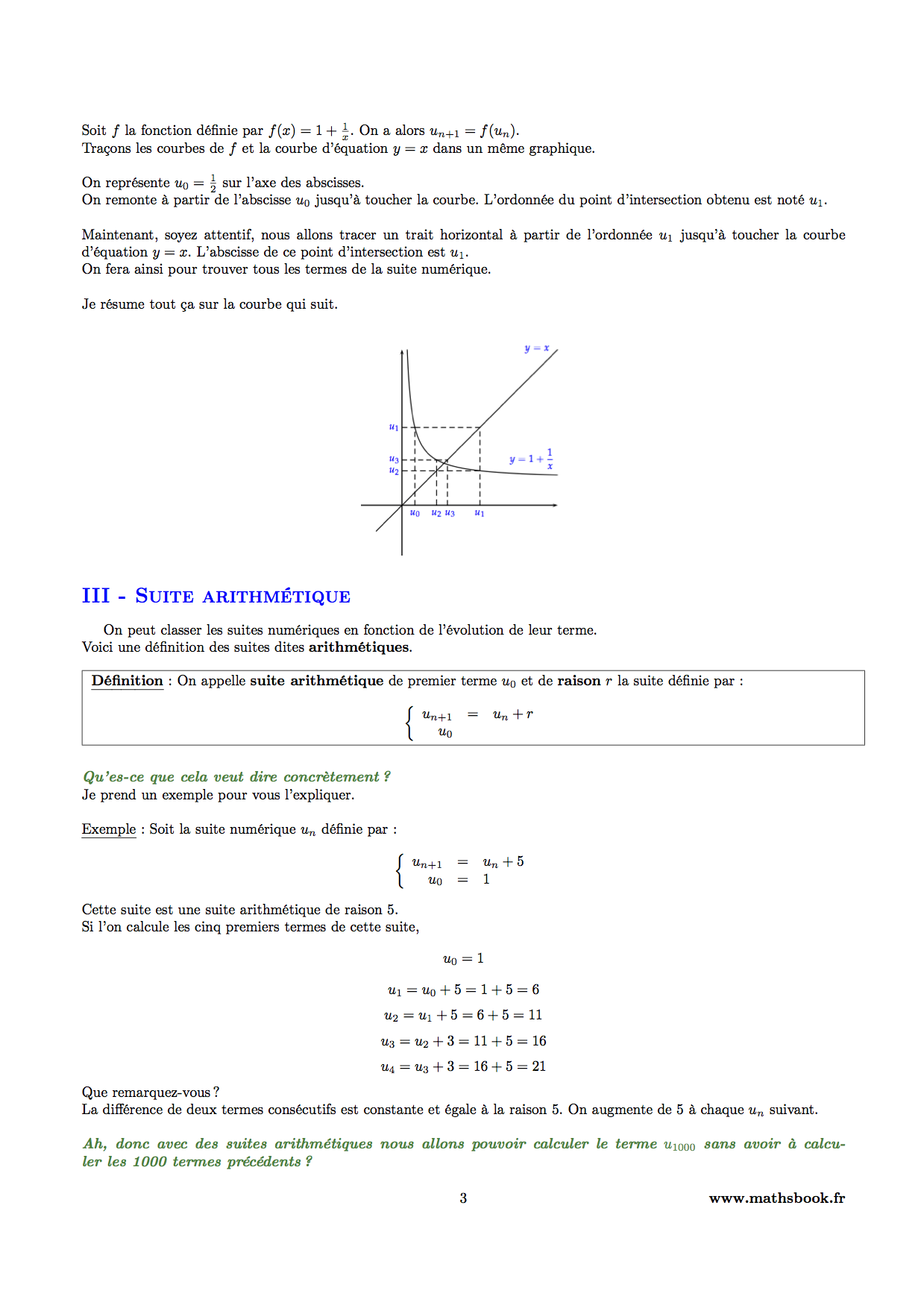 Suites numériques : Cours PDF à imprimer | Maths première S