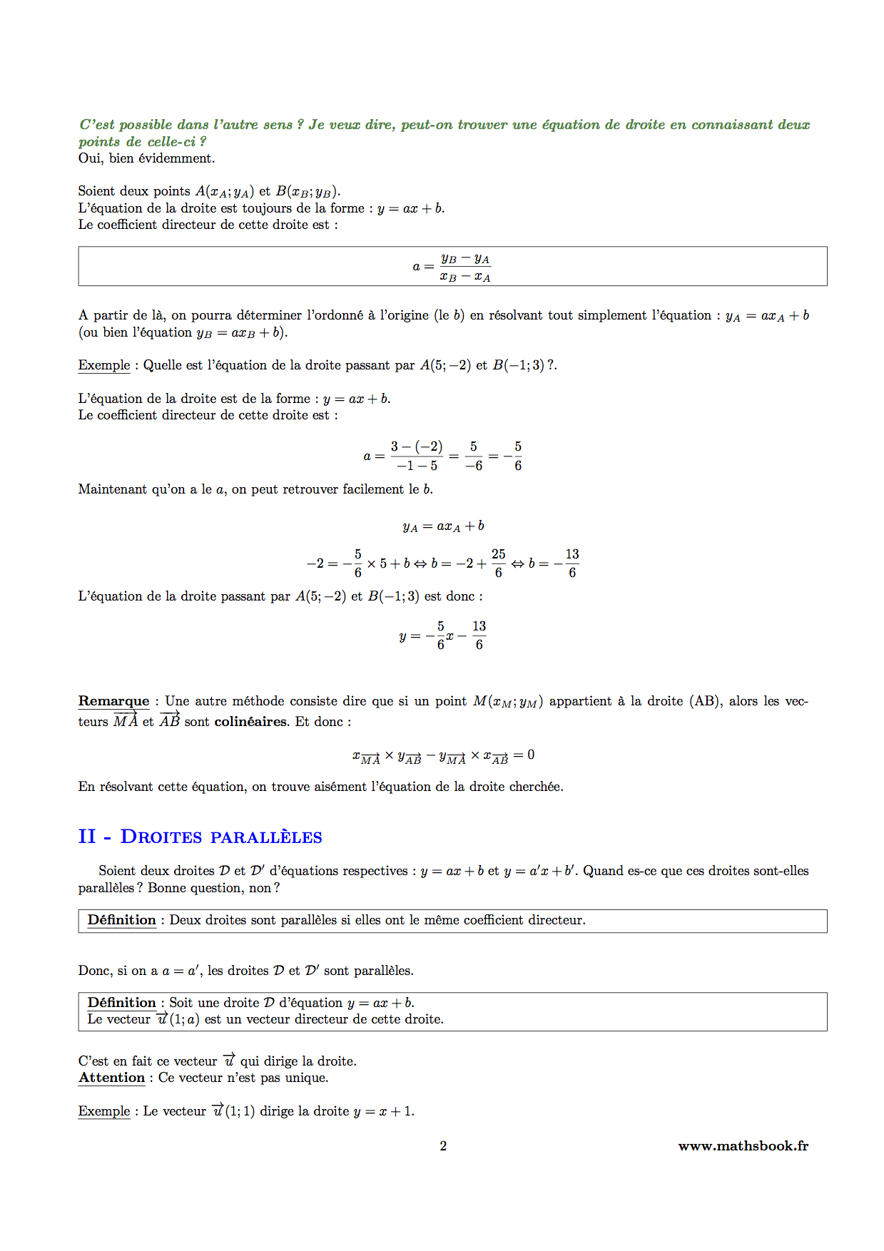 equation de droite