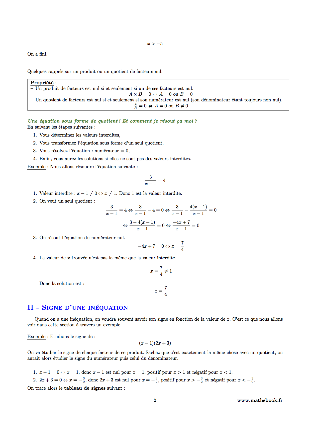 proprietes equation inequation