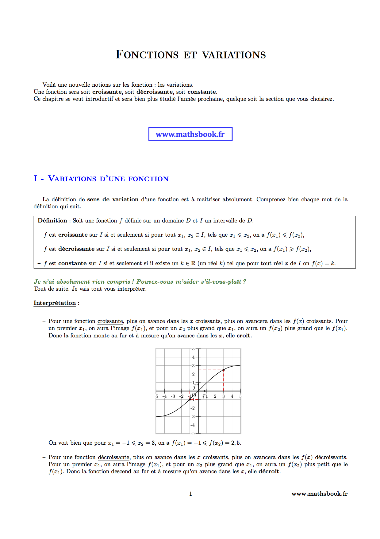 Fonctions Et Variations Cours PDF Imprimer Maths Seconde Fonctions Et Variations Cours PDF Imprimer Maths Seconde