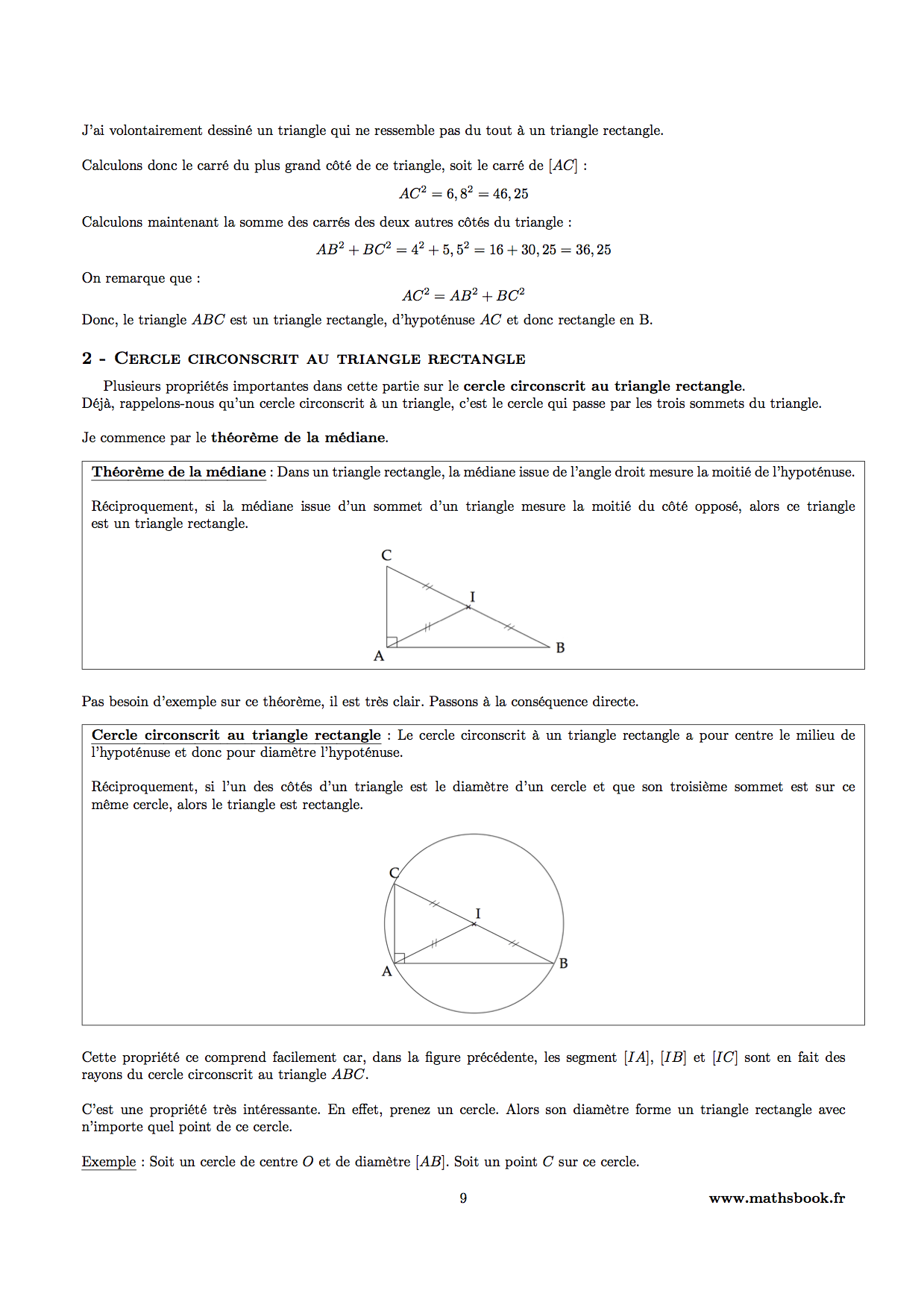 cercle circonscrit au triangle rectangle