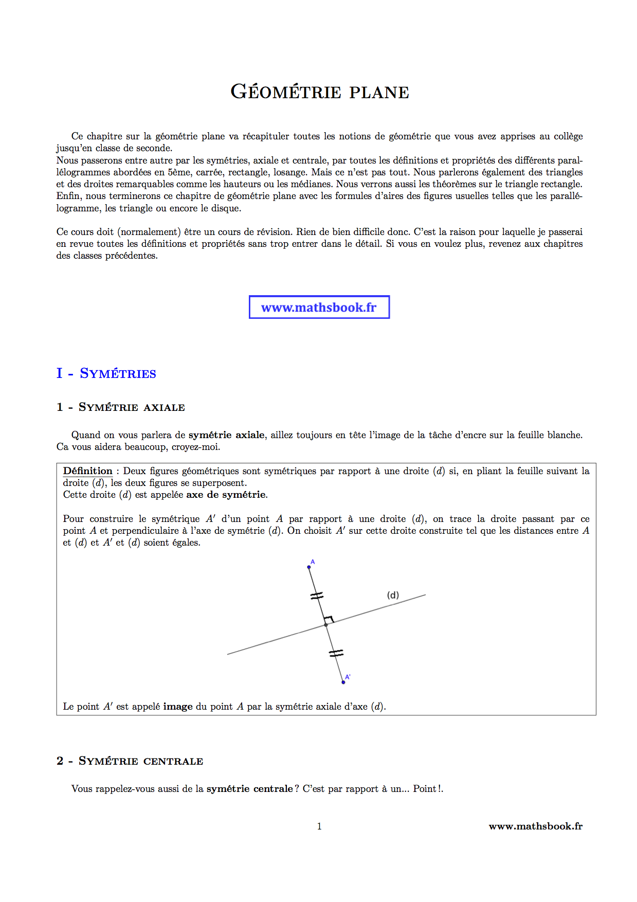 symetries axiale et centrale