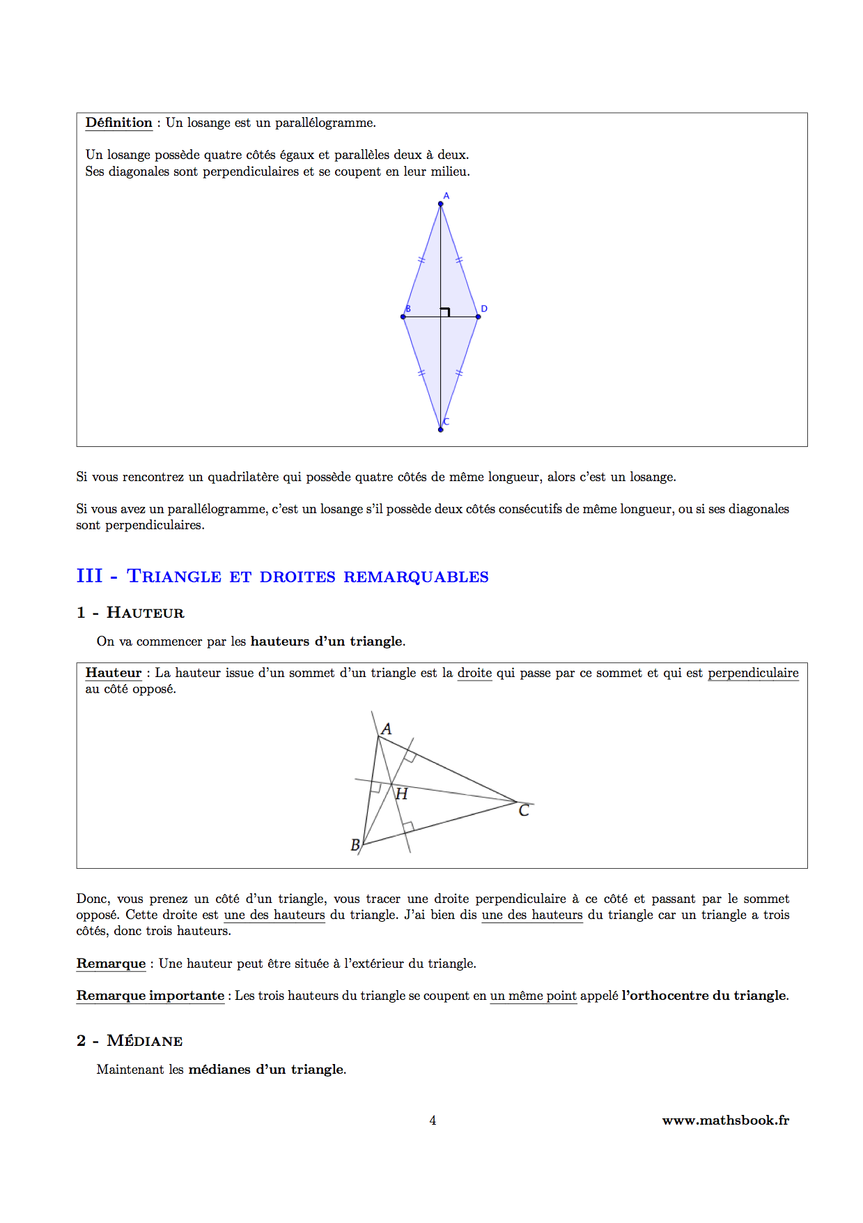 triangles hauteur mediane