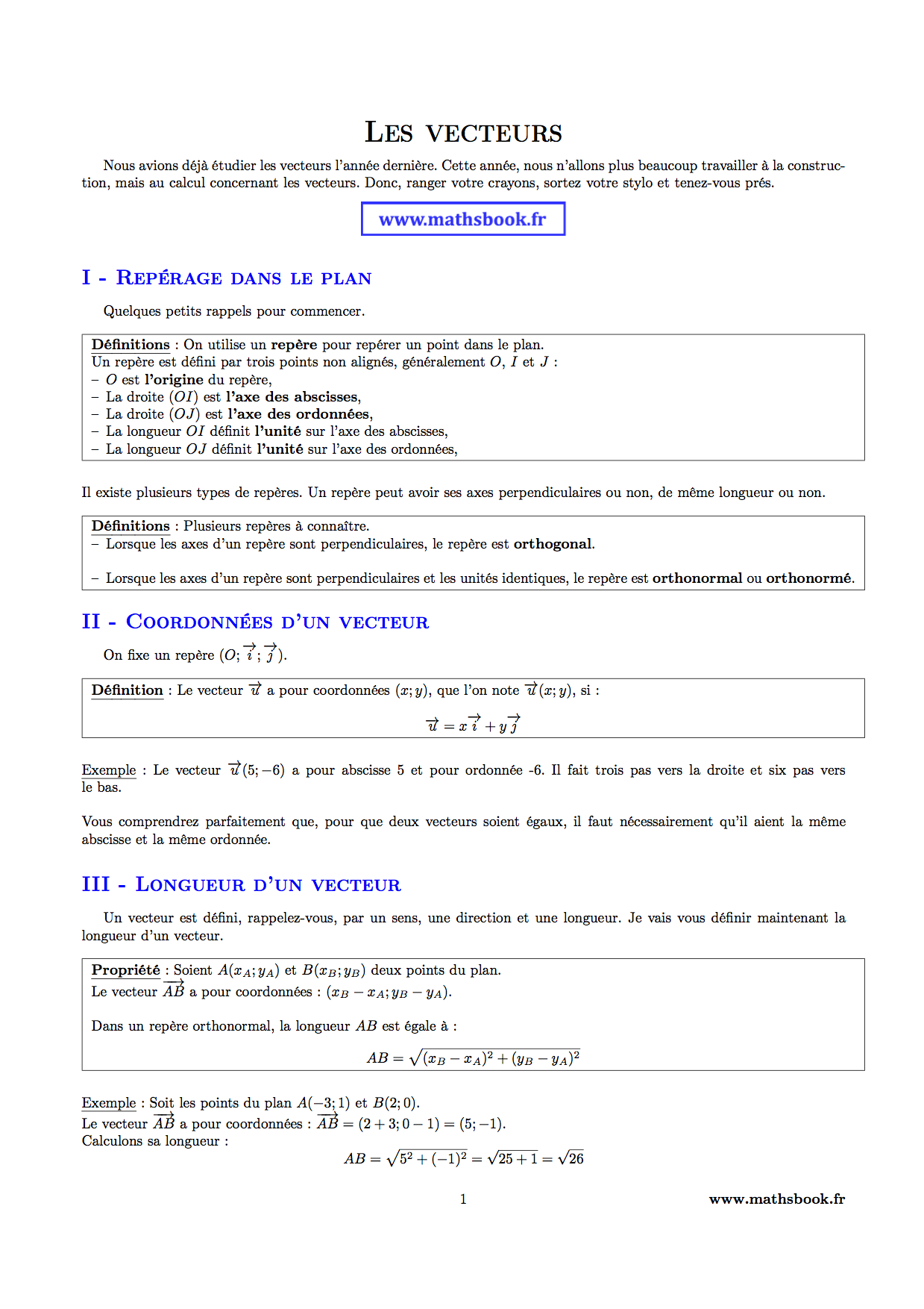 Vecteurs Cours Pdf à Imprimer Maths Seconde Vecteurs Cours Pdf à Imprimer Maths Seconde