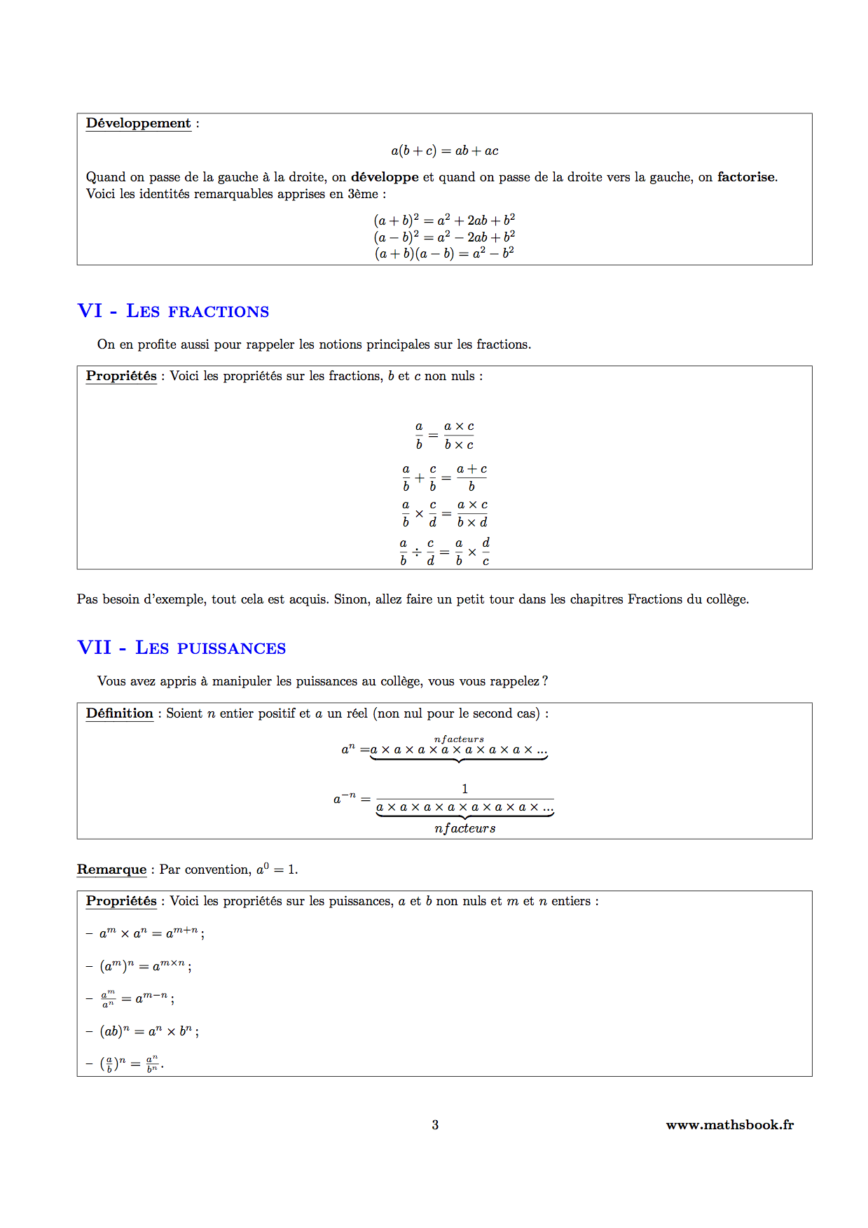 developpement factorisation puissances