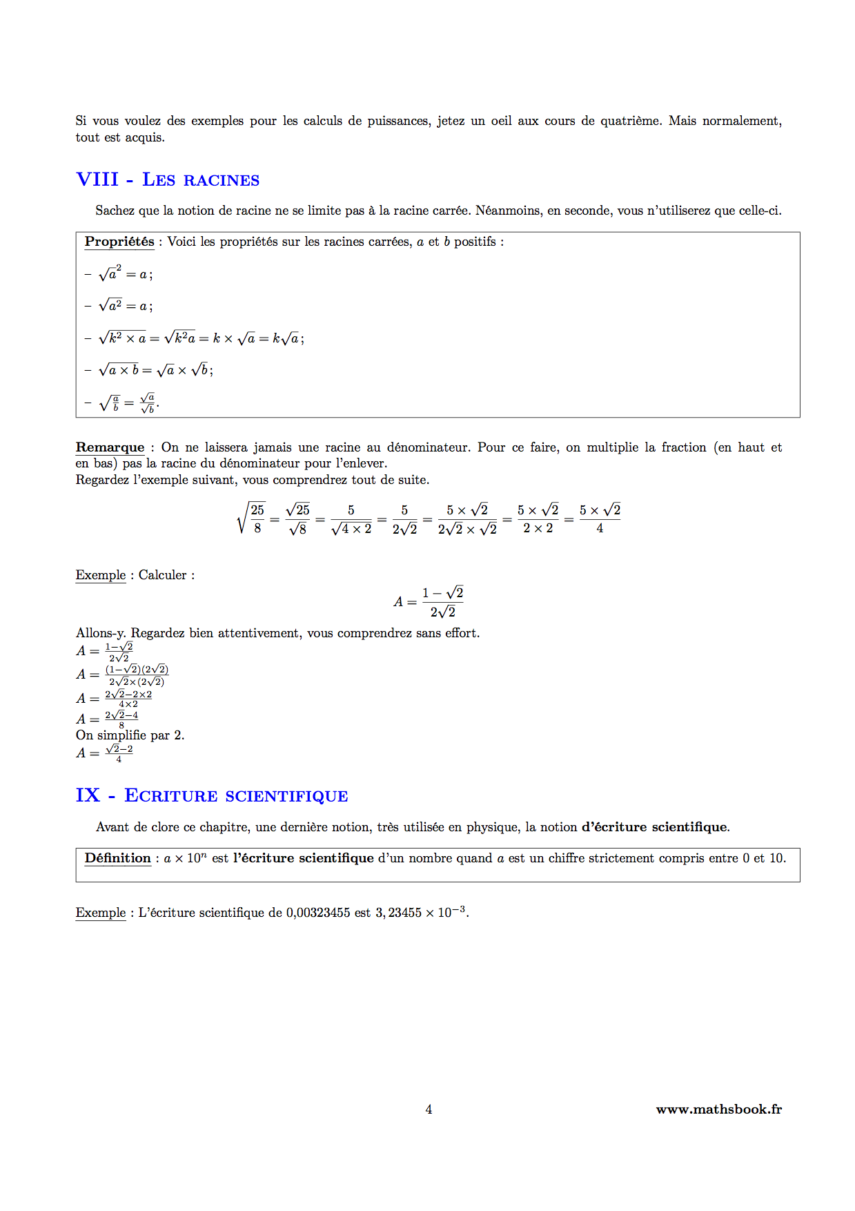 racines carrees et ecriture scientifique