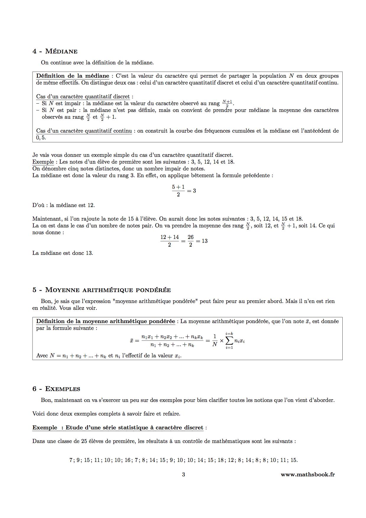statistiques moyenne mediane