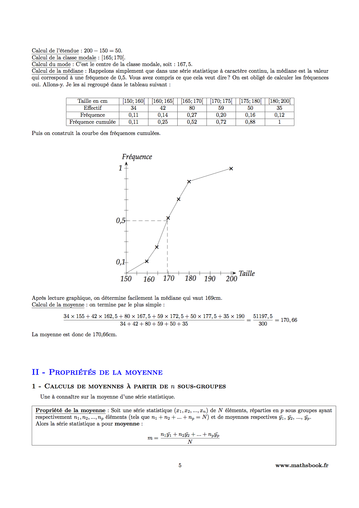statistiques moyenne proprietes