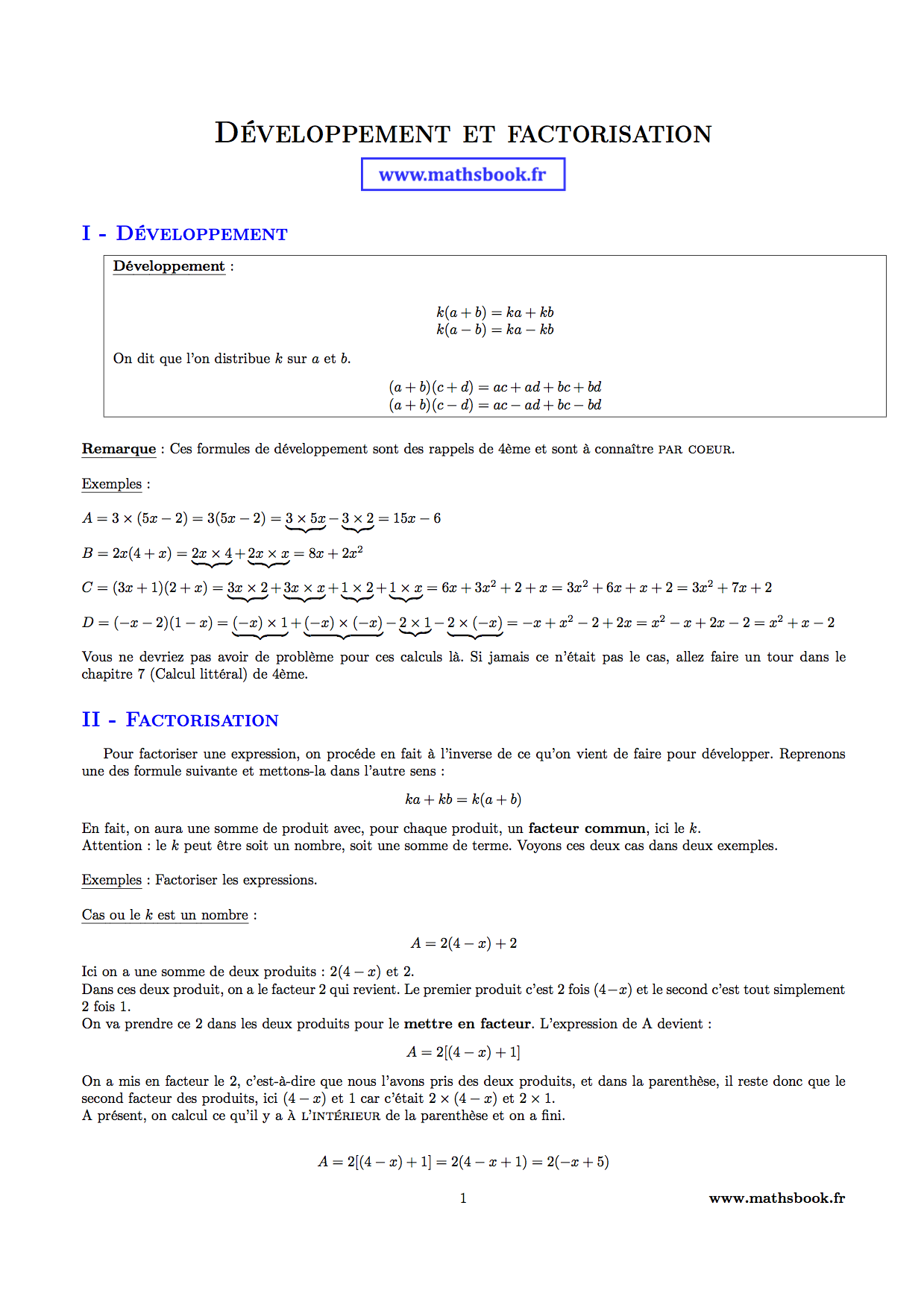 Exercice De Factorisation 5ème Exercice De Factorisation 5ème