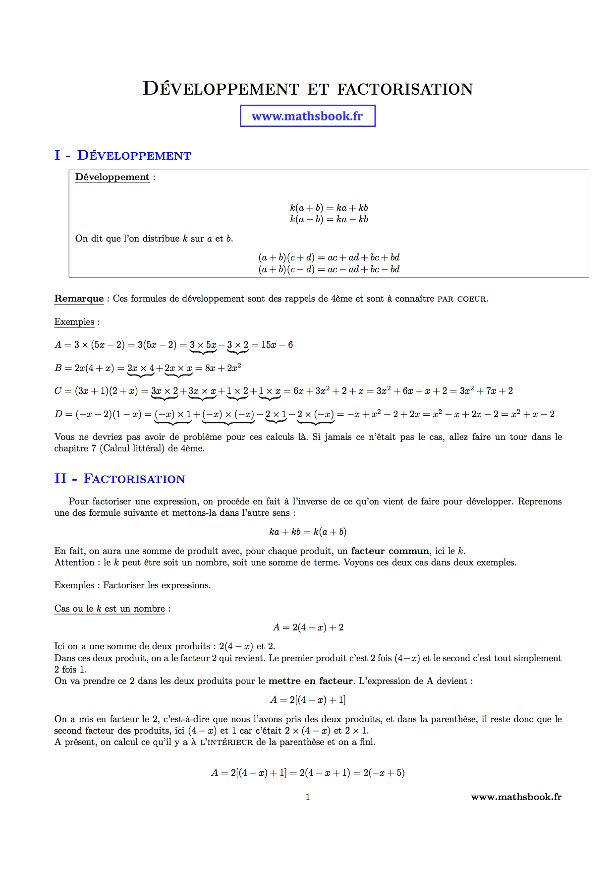 developpement et factorisation