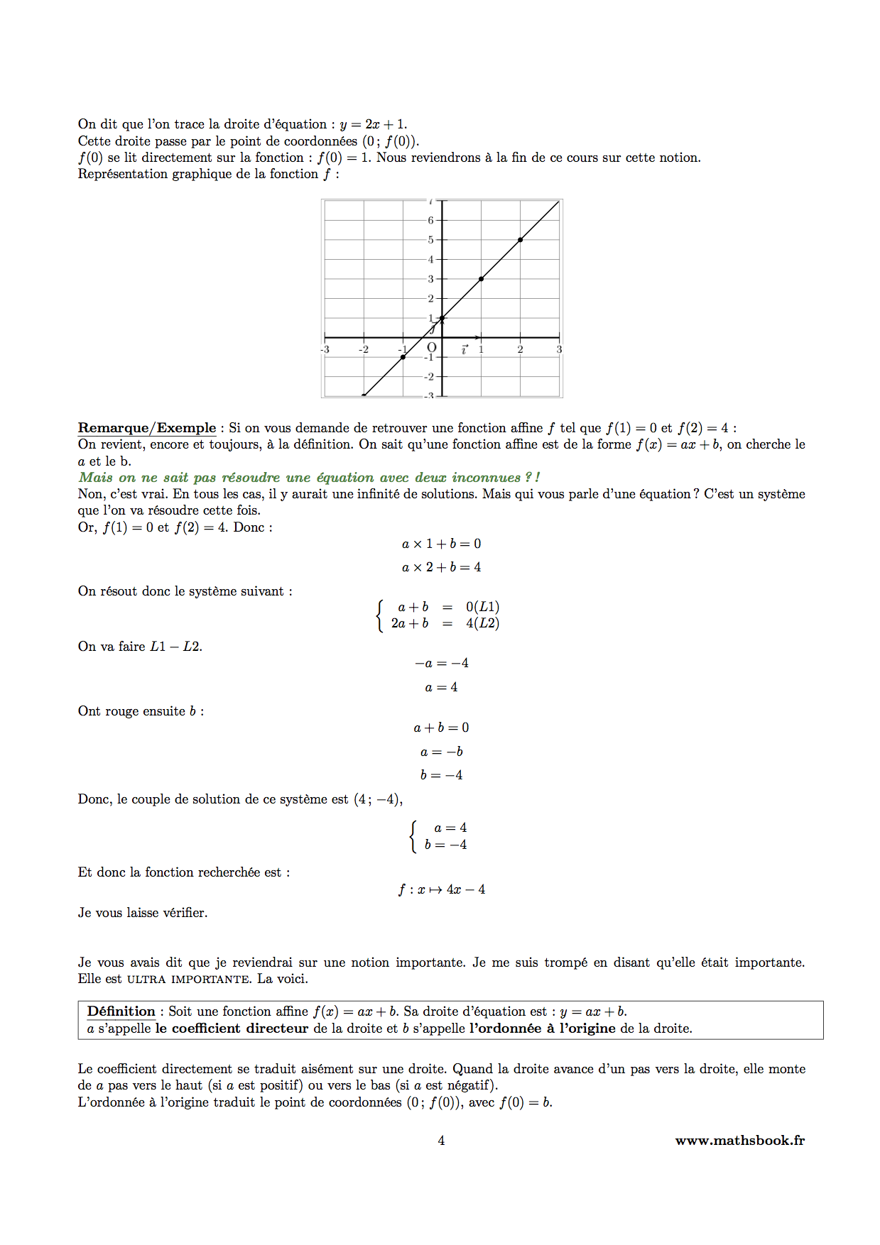 fonction affine etude representation graphique