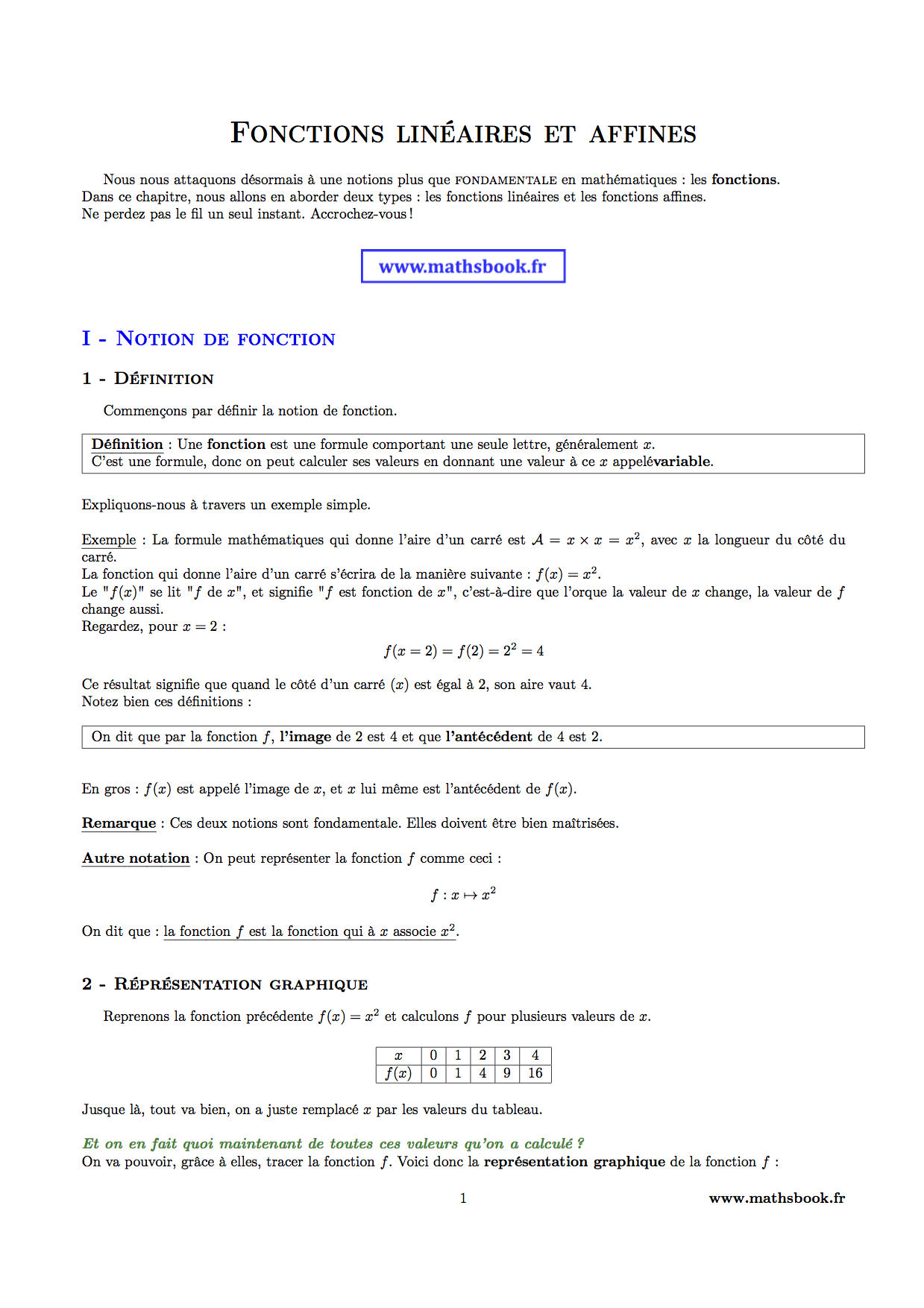 notion de fonctions representation