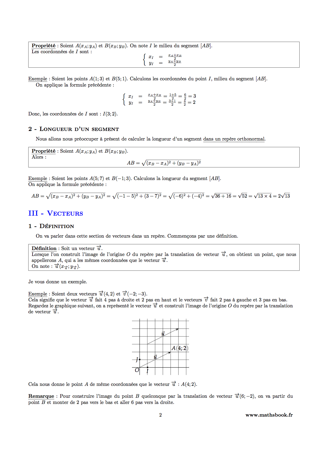 segments coordonnes vecteurs