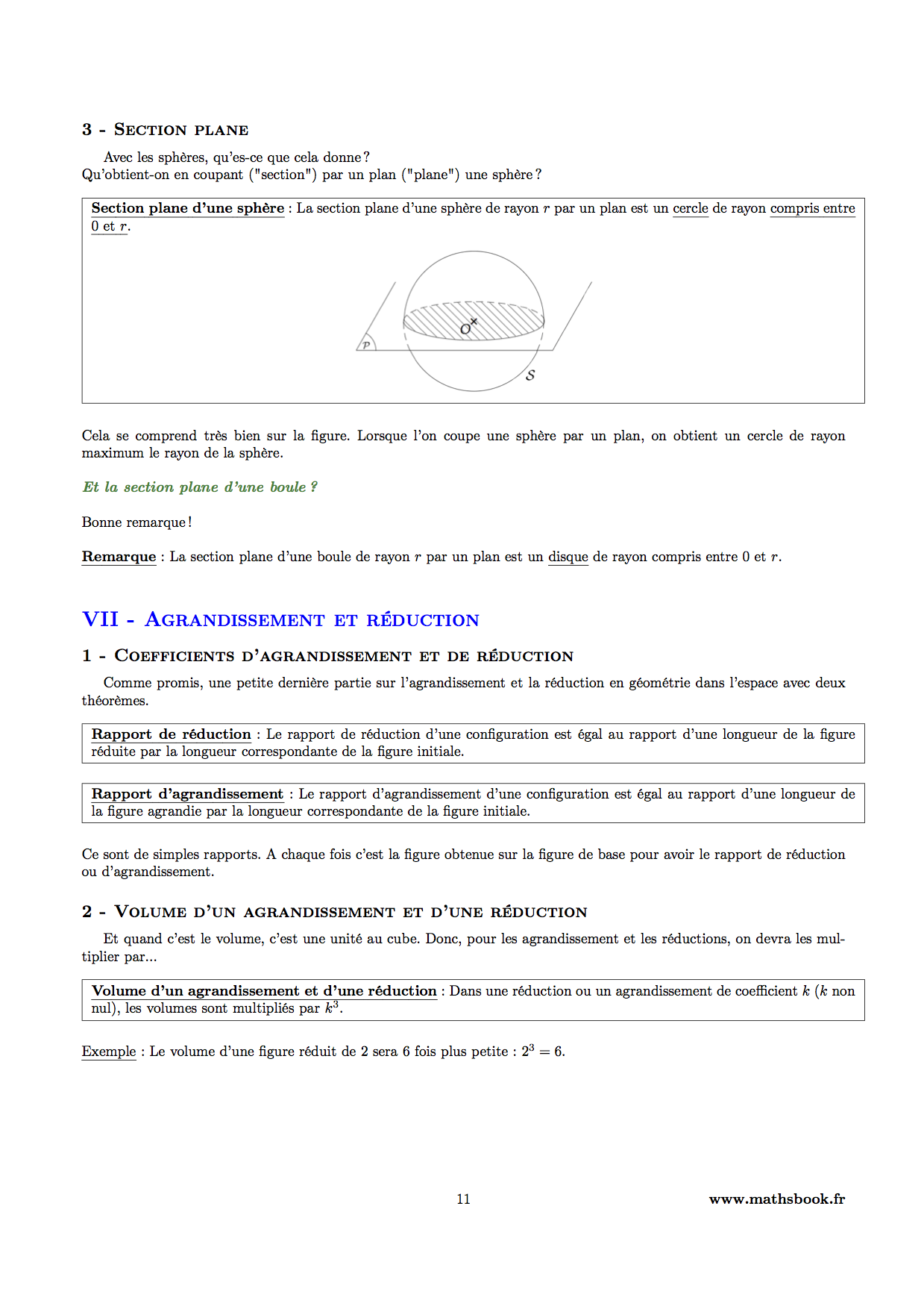 agrandissement reduction volume coefficient