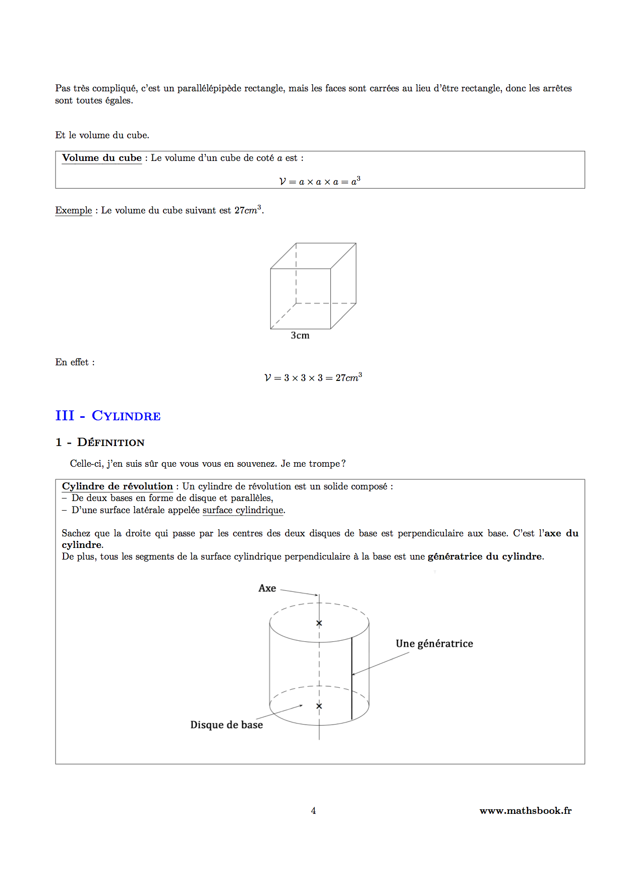 cylindre de revolution definition