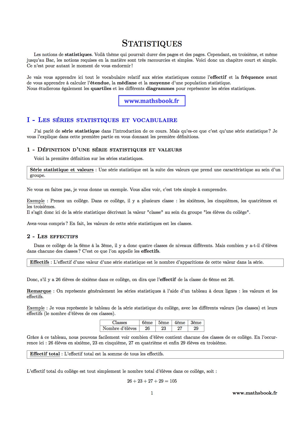 statistiques vocabulaire effectifs