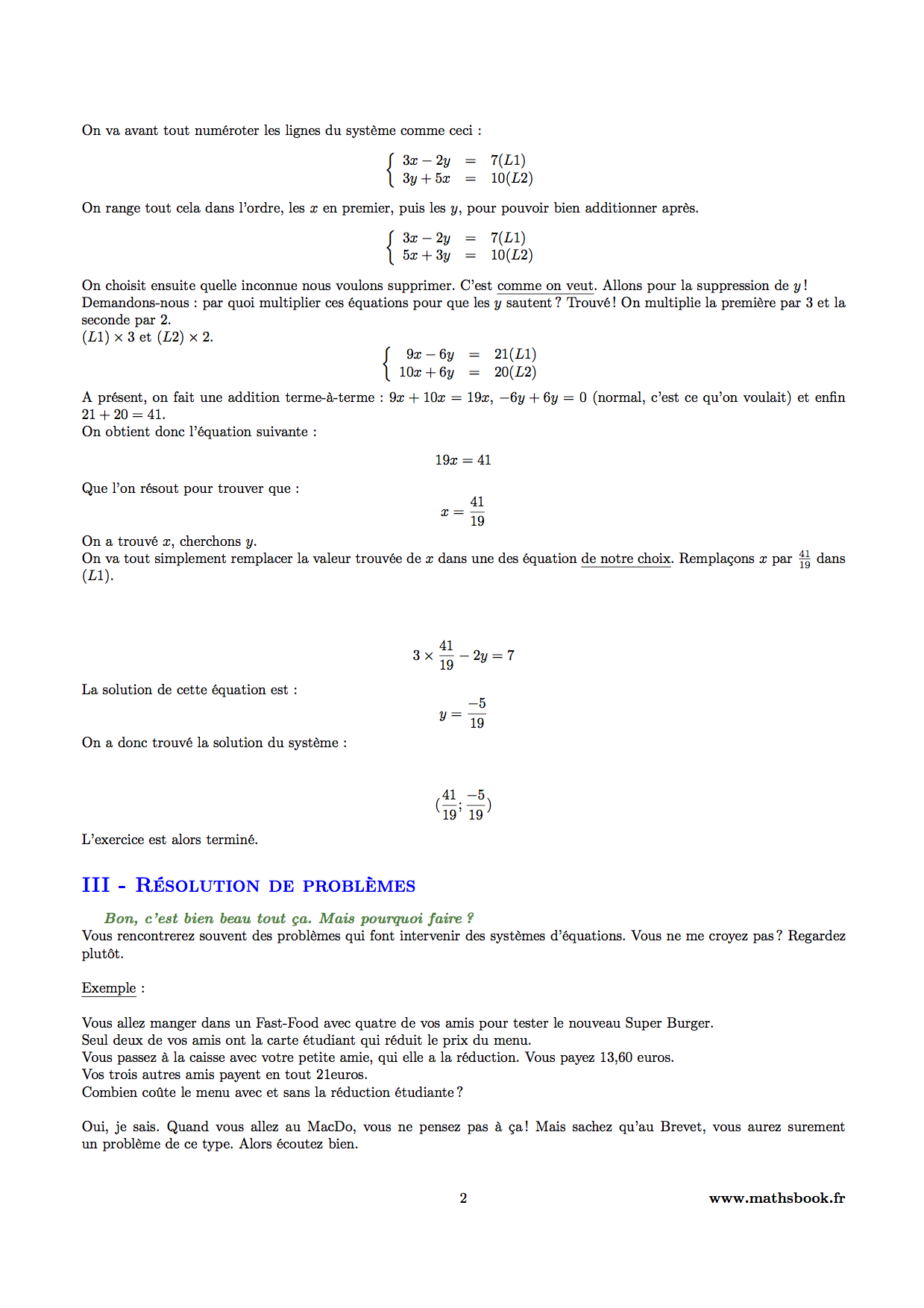 resolution systeme equations