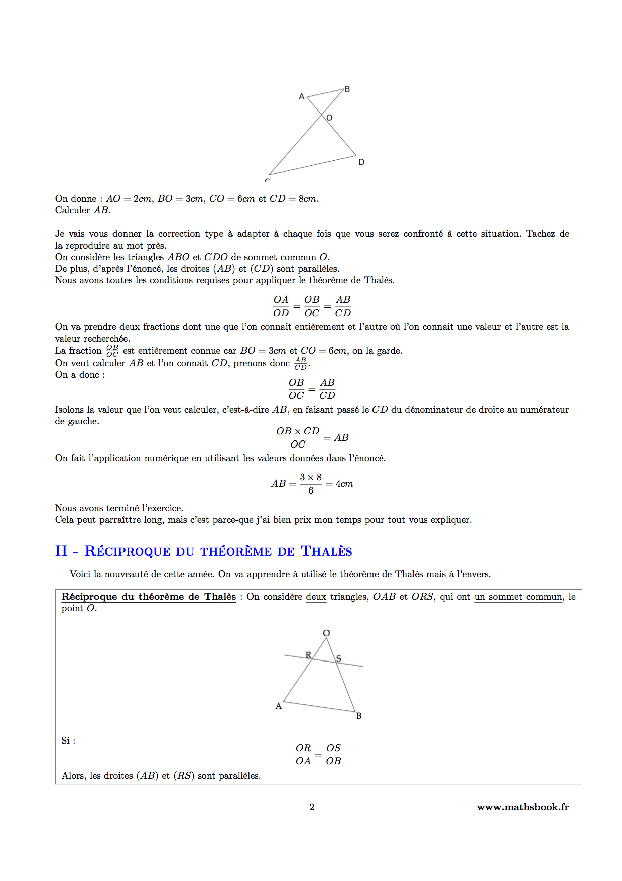 reciproque theoreme de thales