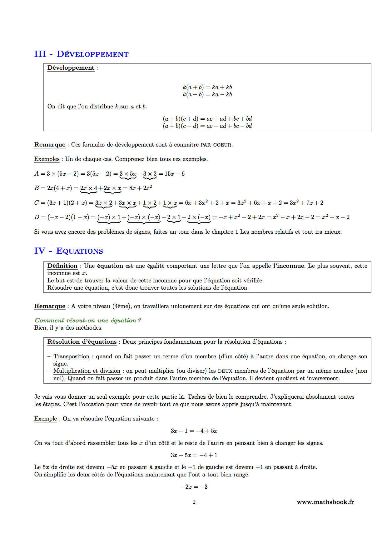 Calcul Littéral Cours Pdf à Imprimer Maths 4ème Calcul Littéral Cours Pdf à Imprimer Maths 4ème
