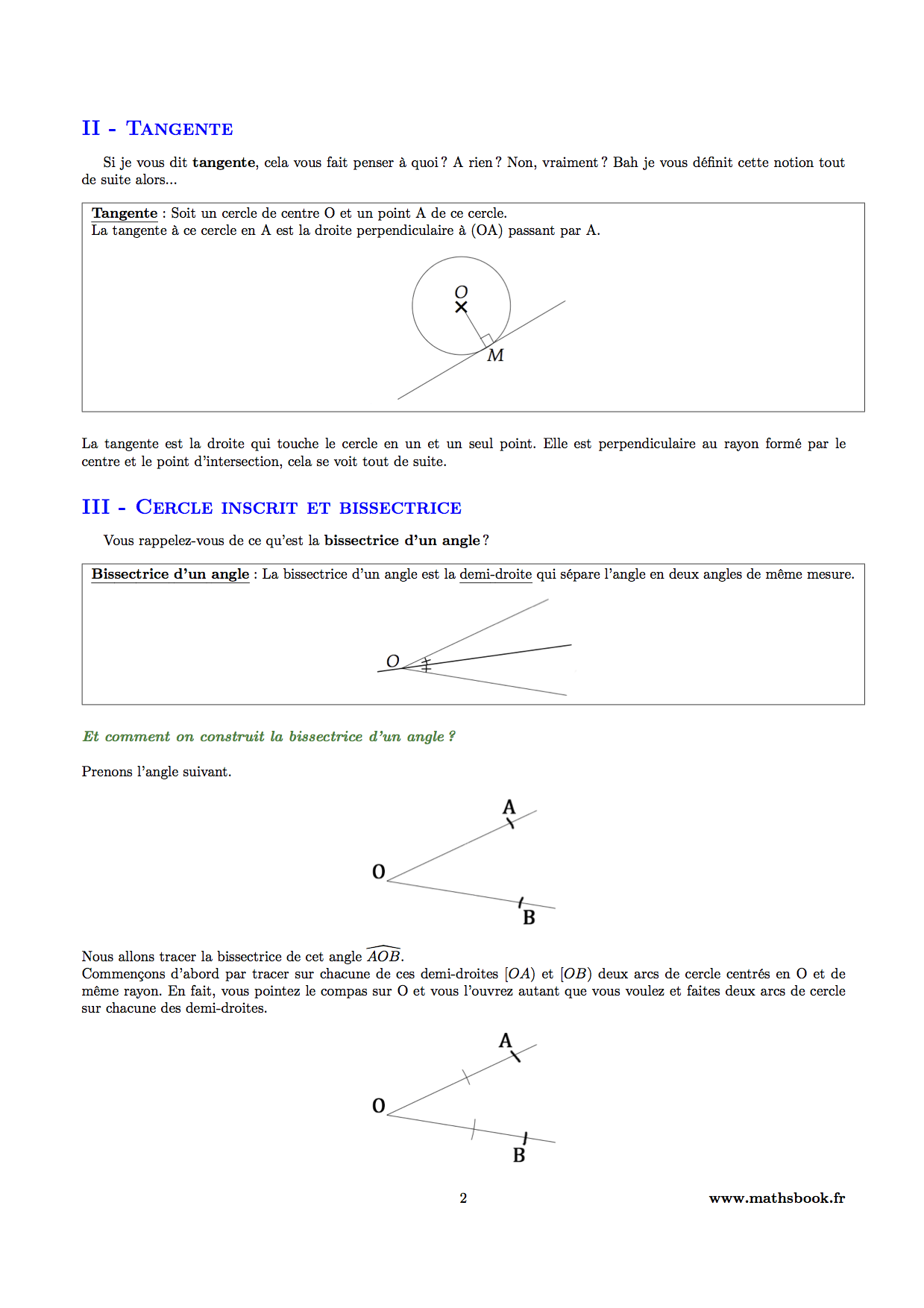 tangente cercle inscrit bissectrice