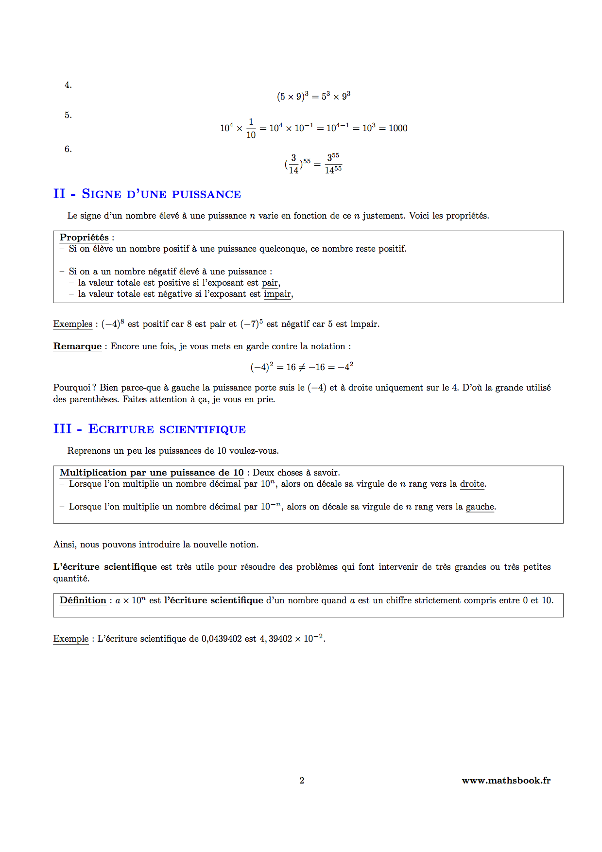 signe puissance ecriture scientifique