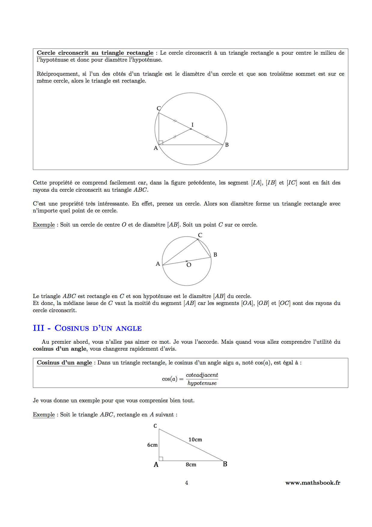 cercle circonscrit au triangle rectangle