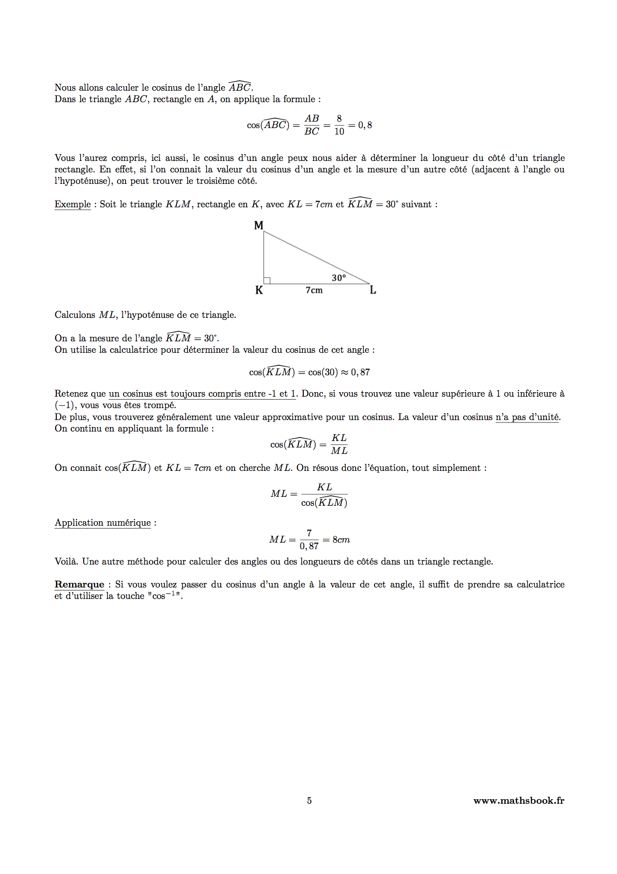 cosinus angle