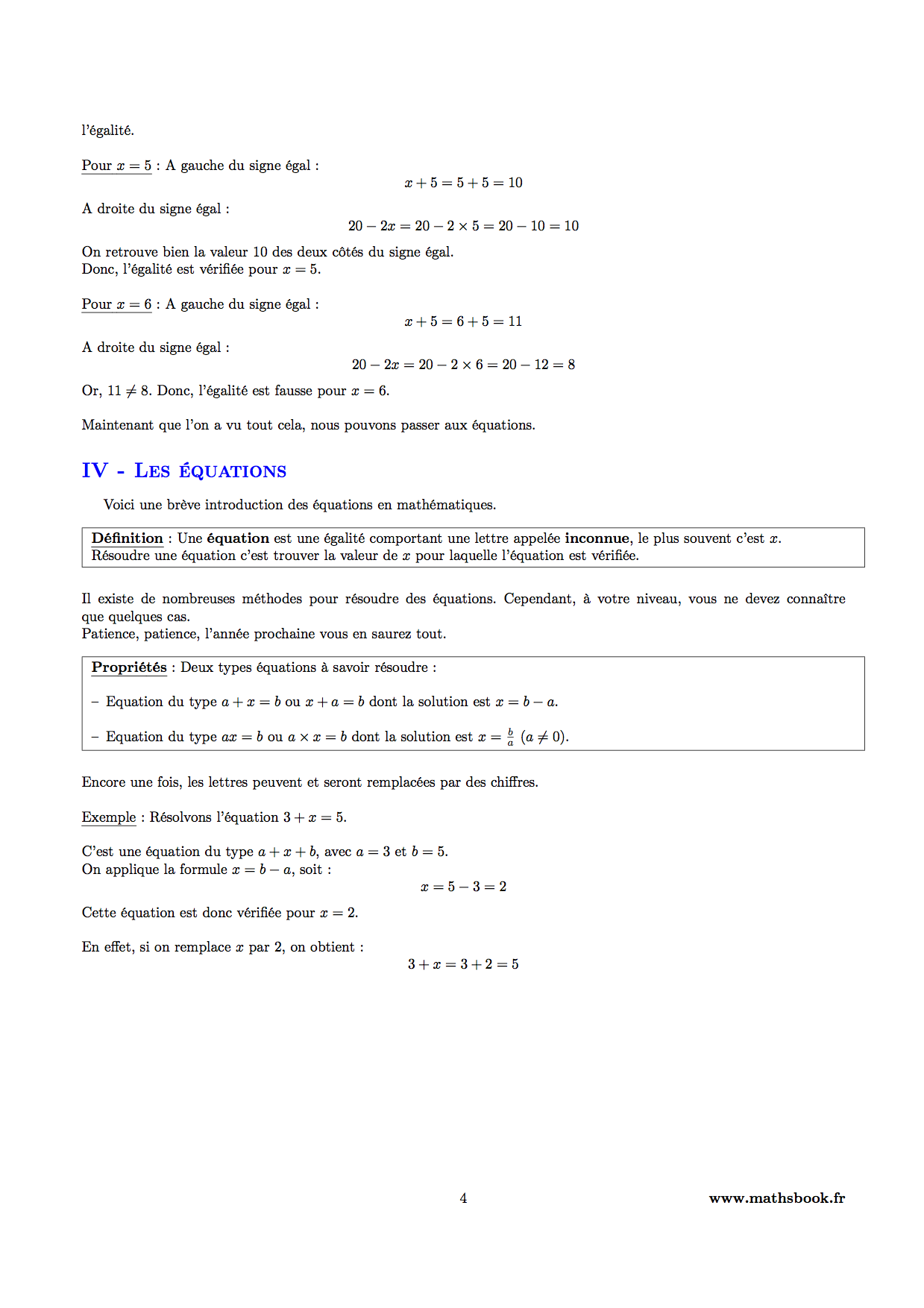 egalite inegalite equations