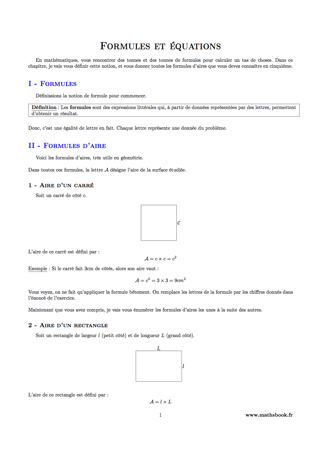 formule aire carre rectangle