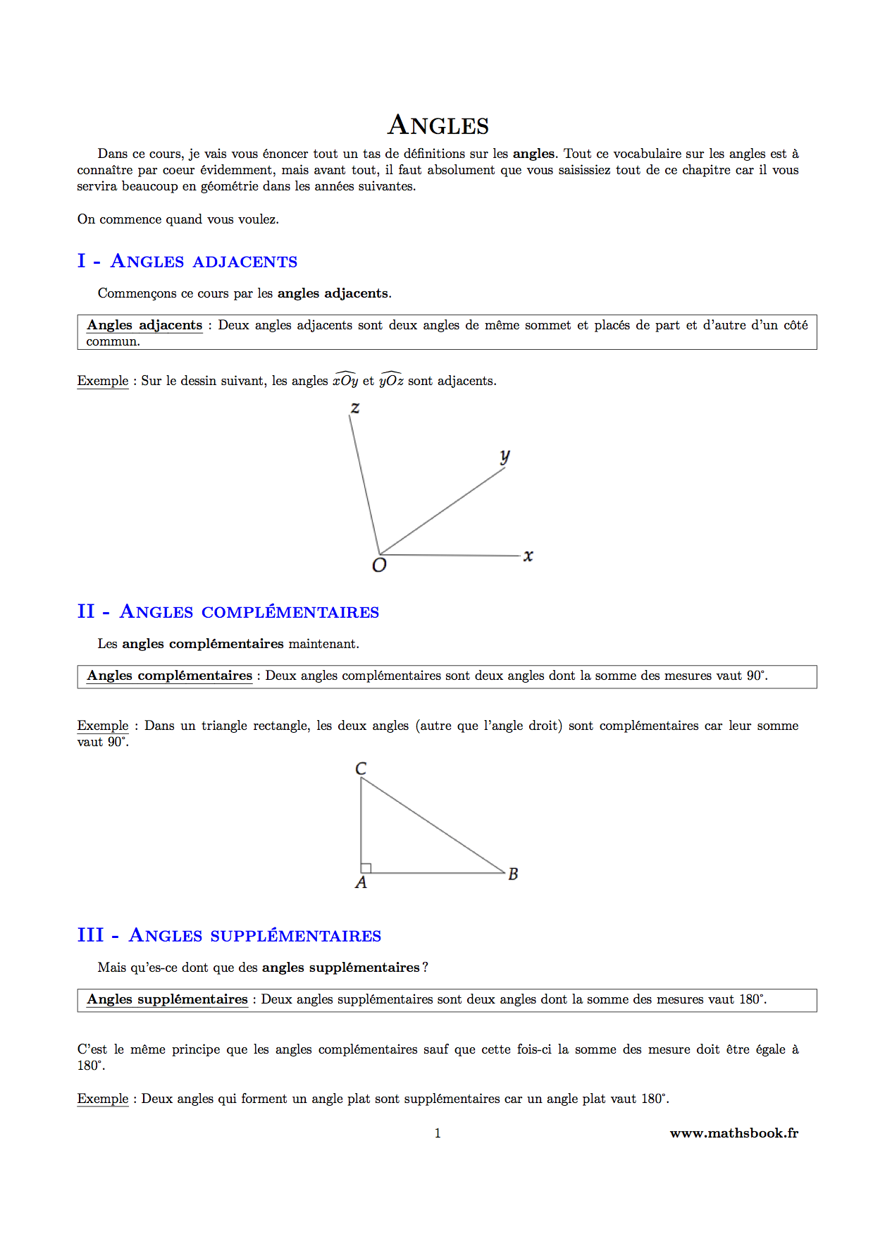 Angles Cours Pdf A Imprimer Maths 5eme
