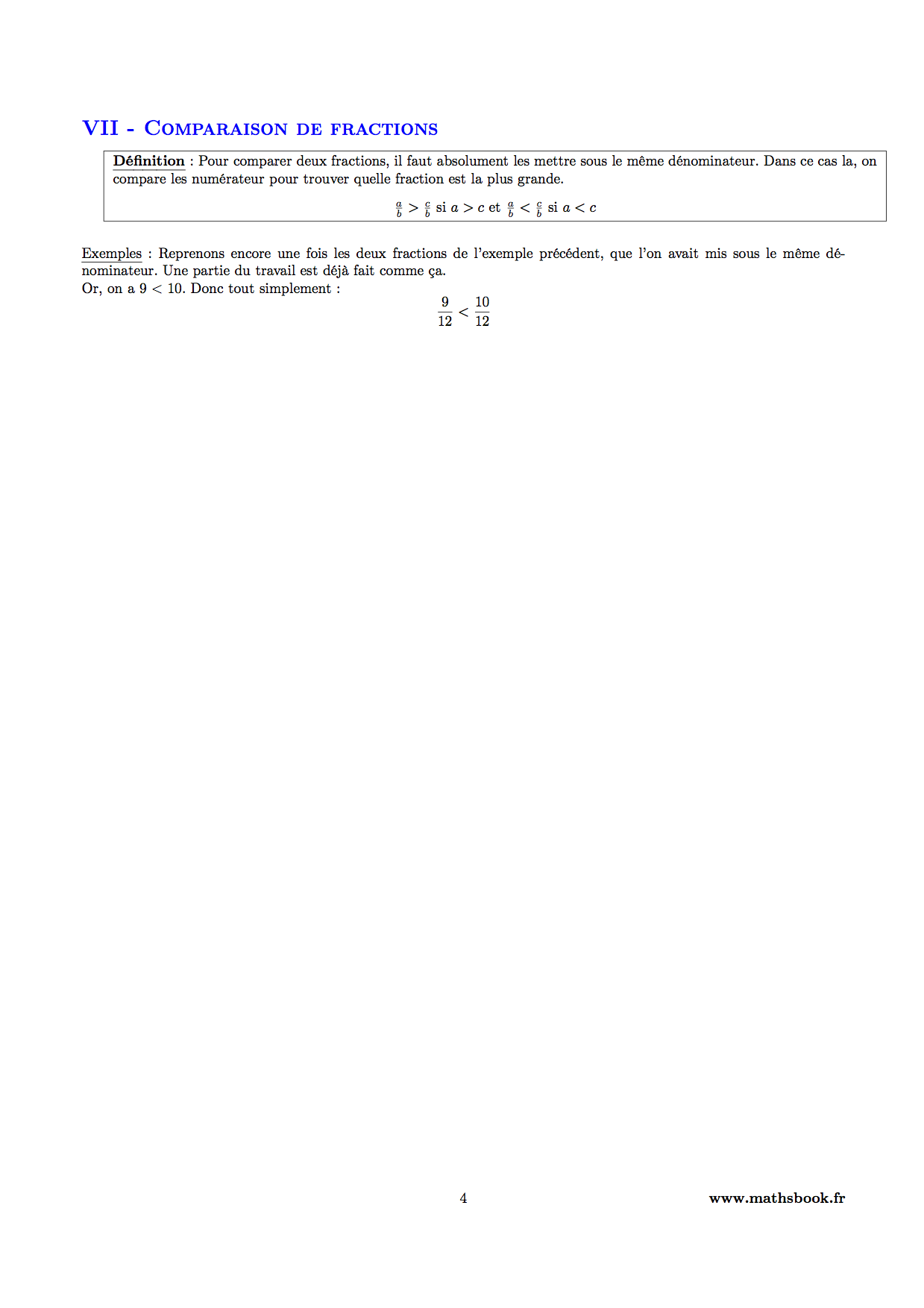 addition et soustraction fractions