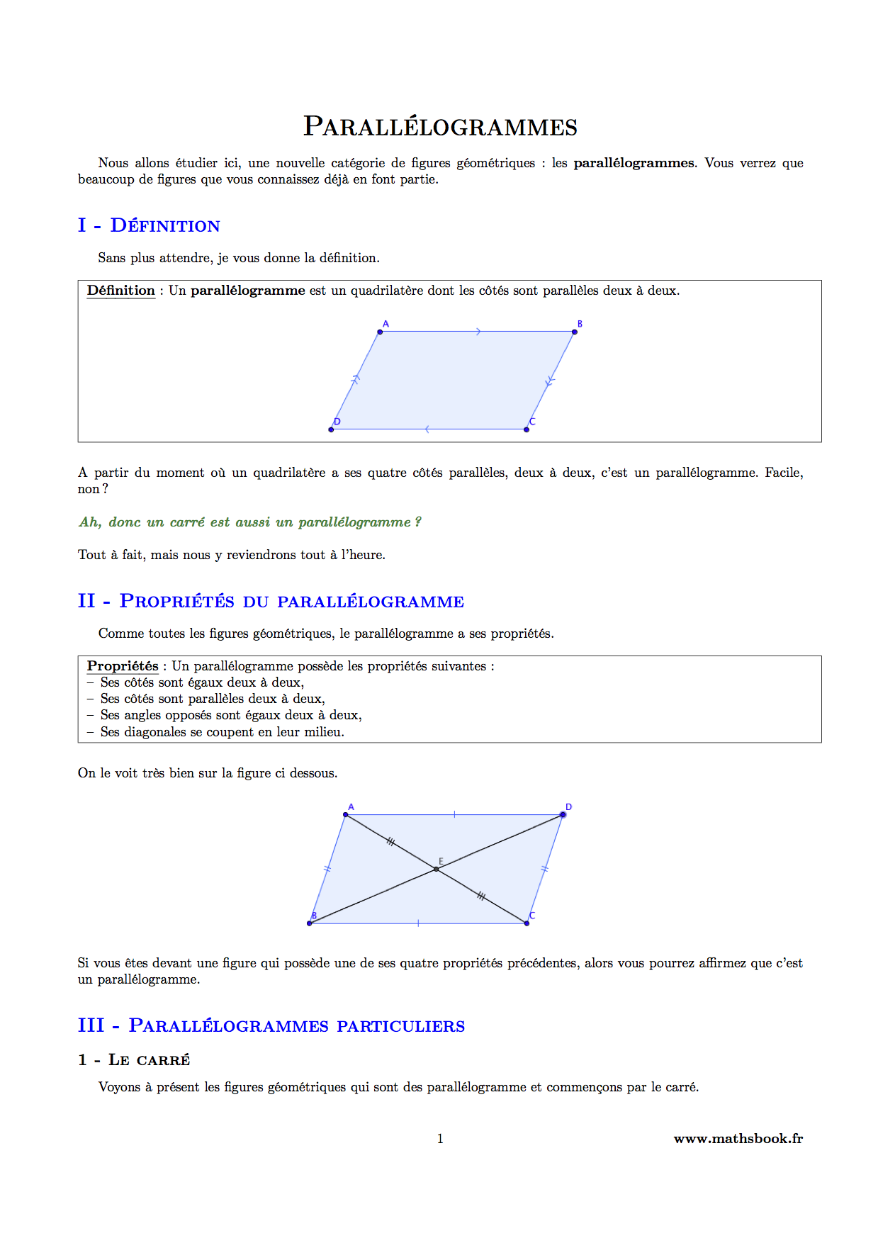 parallelogramme definition proprietes