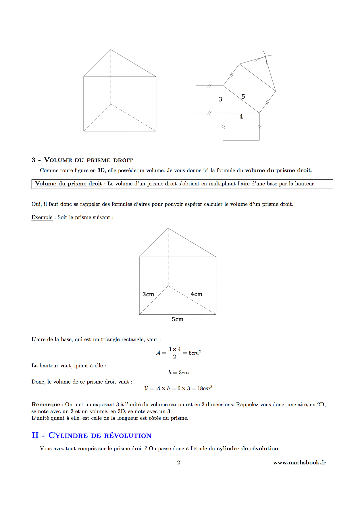 Prisme et cylindre : Cours PDF à imprimer | Maths 5ème
