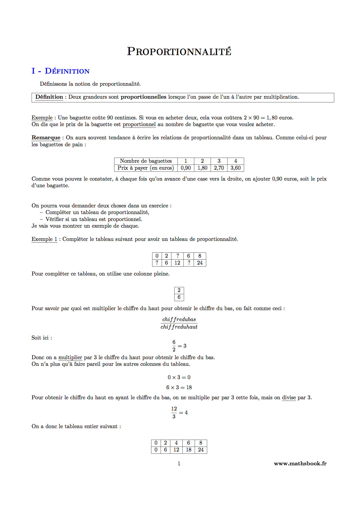 Proportionnalité : Cours PDF à imprimer | Maths 5ème