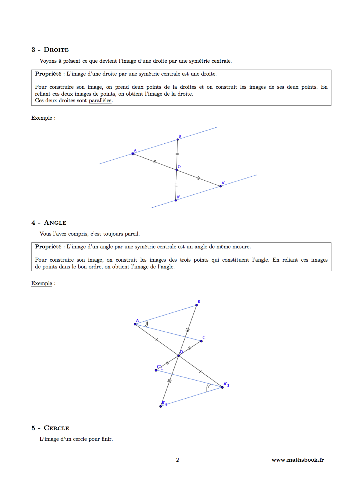 symetrique segment droite angle cercle