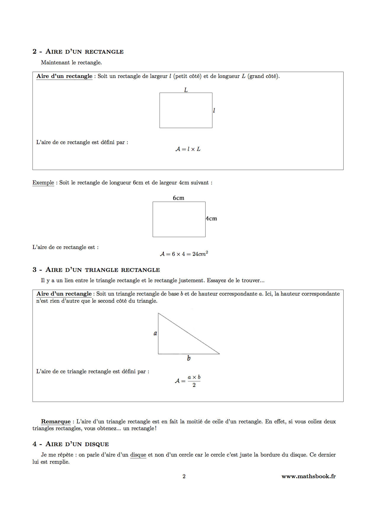 aire rectangle triangle rectangle