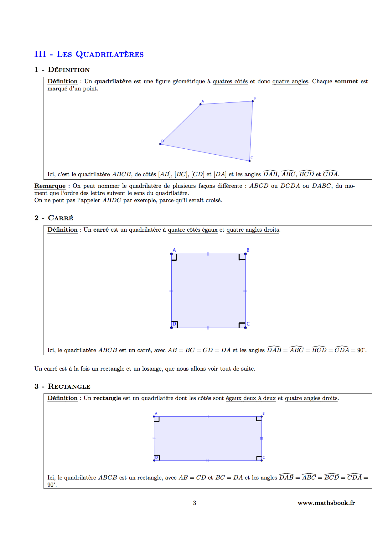 quadrilateres carre rectangle