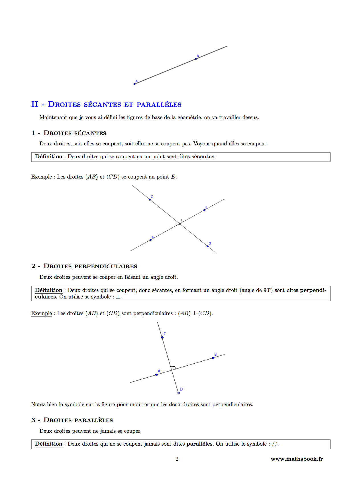 droites perpendiculaires paralleles secantes