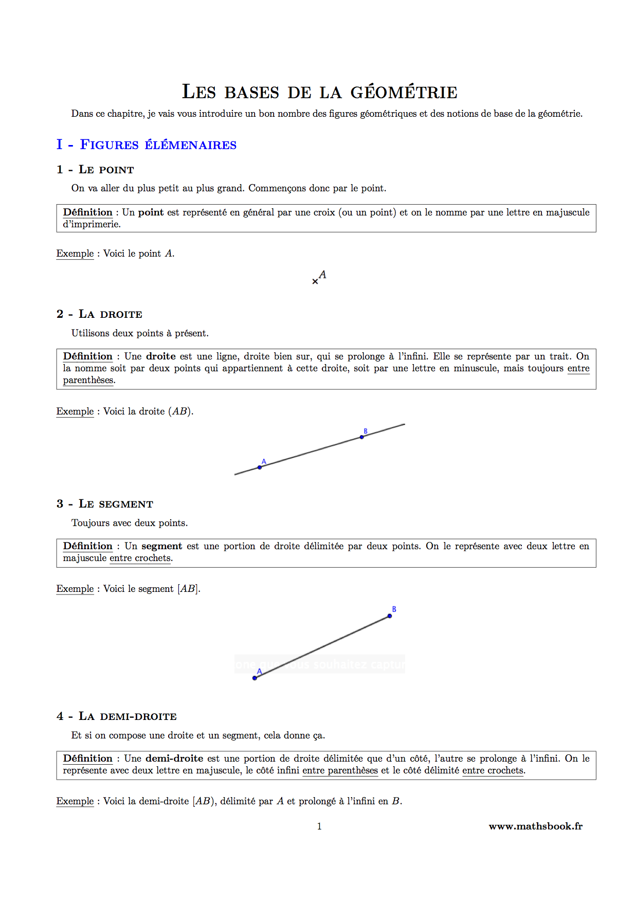 geometrie point droite segment