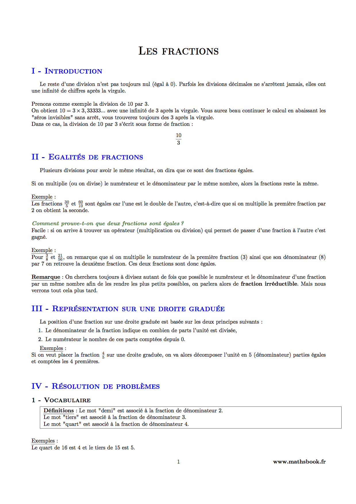 fractions egalite droite graduee