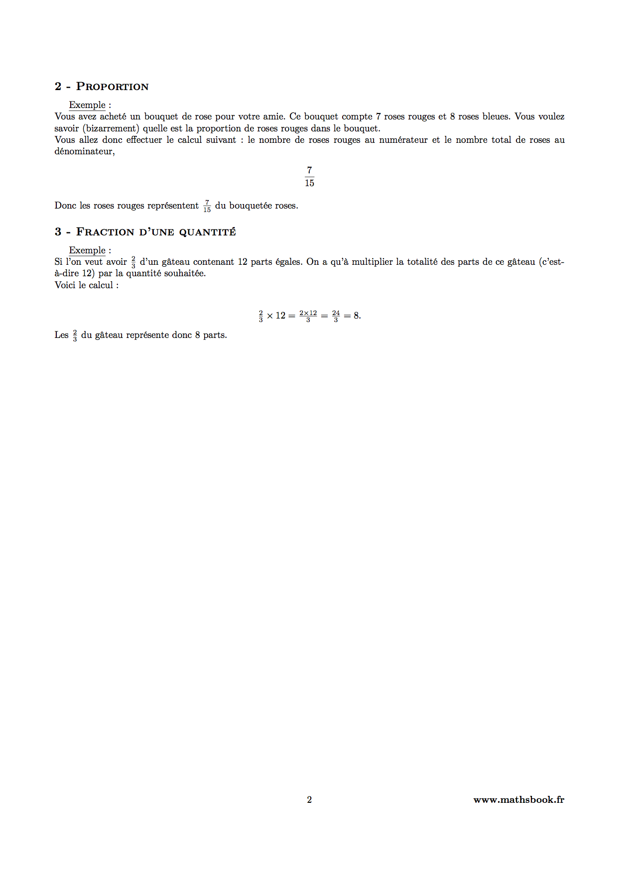 fractions proportions problemes